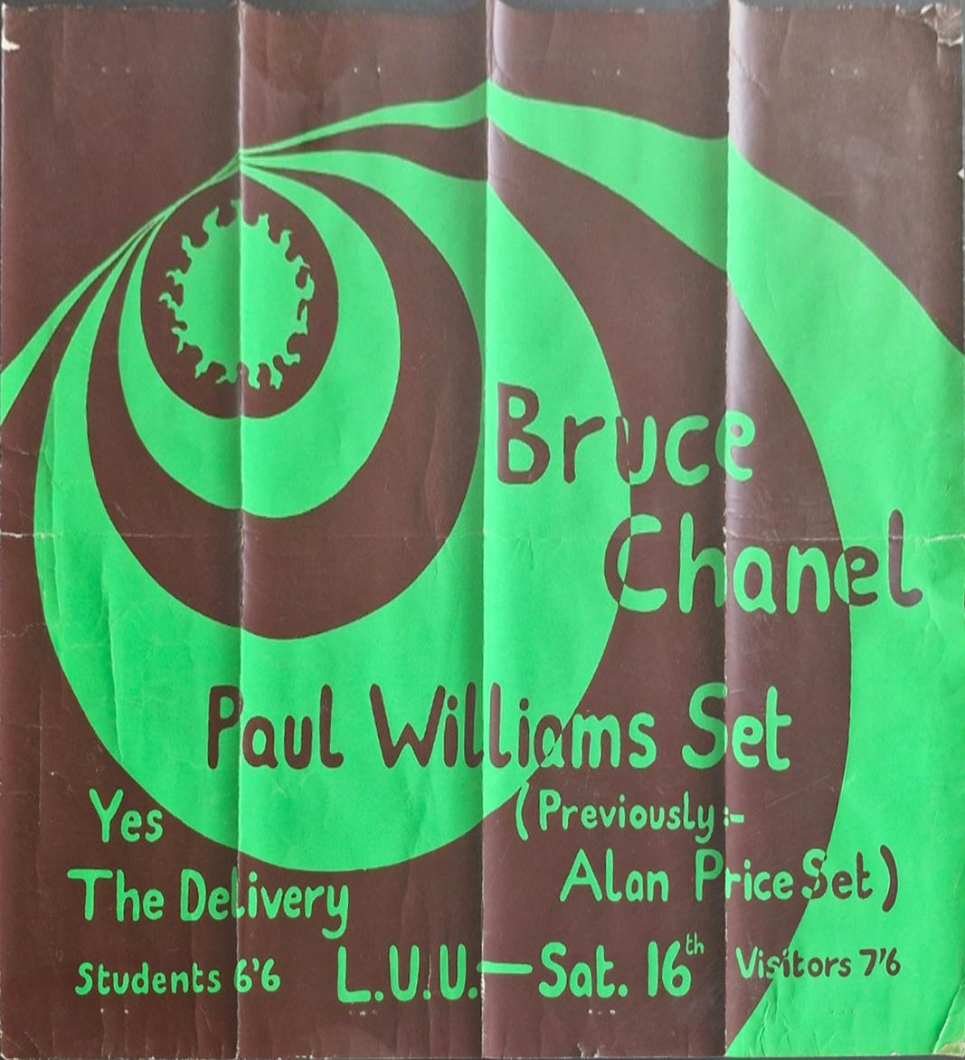 The unrolled poster showing signs of wear and tear but is still in amazing condition. This Saturday show is later than first advertised as the 15 November. (David Watkinson Collection).